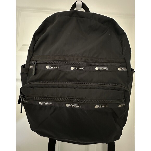 Lesportsac Handbags - LeSportsac Route Black Backpack Multi Zipper Clean